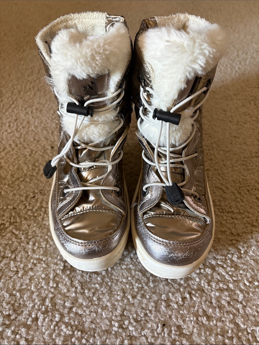 Pajar Kids Metallic Silver Faux-Fur Snow Boots